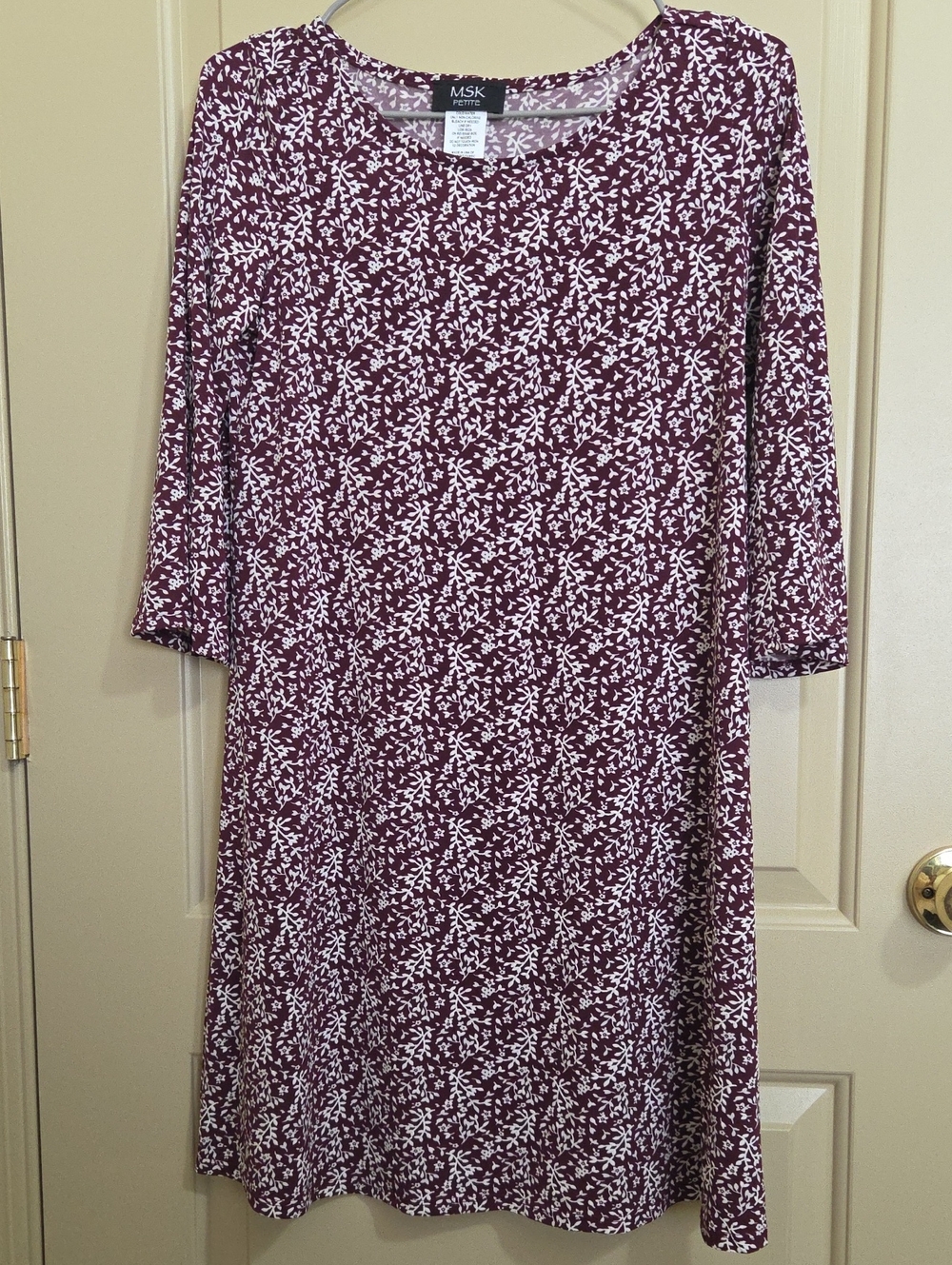 MSK Plum Floral-Print Long Sleeve Shift Dress